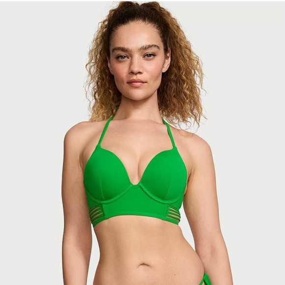 Victoria's Secret Other - Victoria’s Secret Bombshell Push-Up Long Line Strappy Bikini Top 36DD